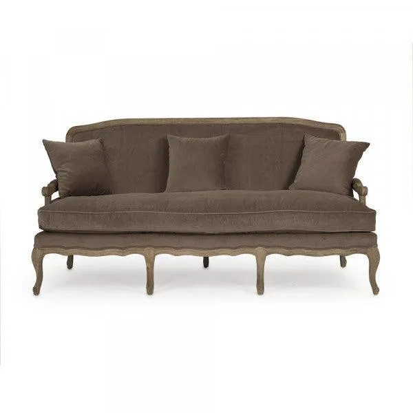 French Brown Velvet Sofa