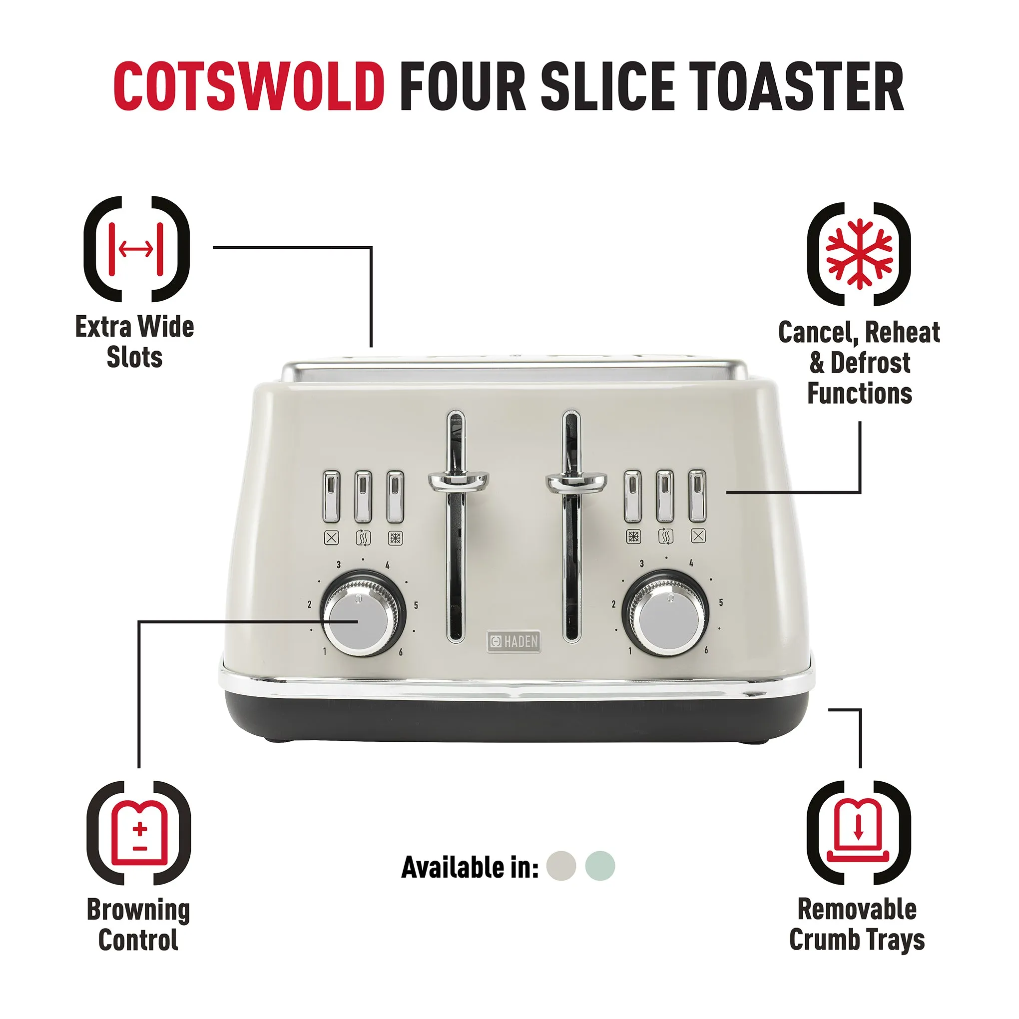 Haden Cotswold 4 Slice Putty Toaster