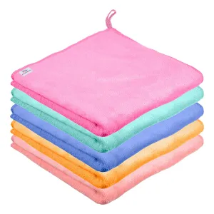 Heart Home Cleaning Towel|Microfiber Reusable Cloths|400 GSM Highly Absorbent Towel for Kitchen with Hanging Loop|Car|Window|40x40 Cm|Pack of 5 (Multicolor)