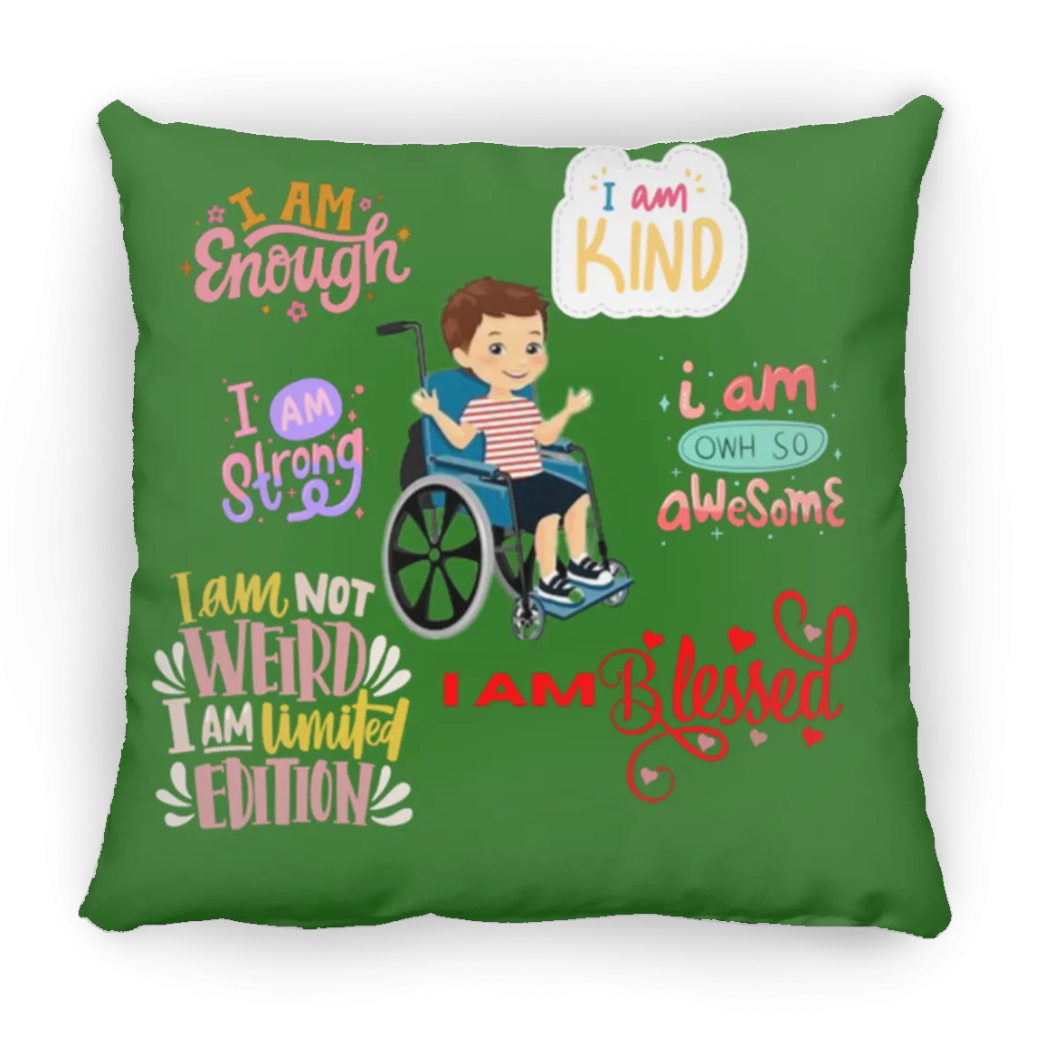 I Am Enough. I Am Kind. Large Square Pillow