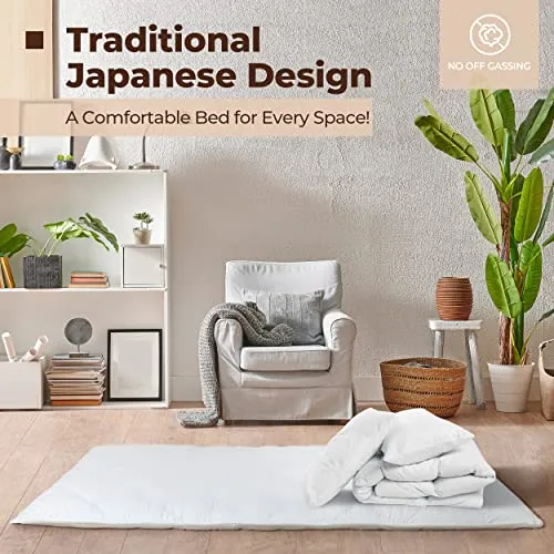 Iyasu Home Twin Japanese Floor Mattress Shikibuton Floor Bed Cotton Zip Cover