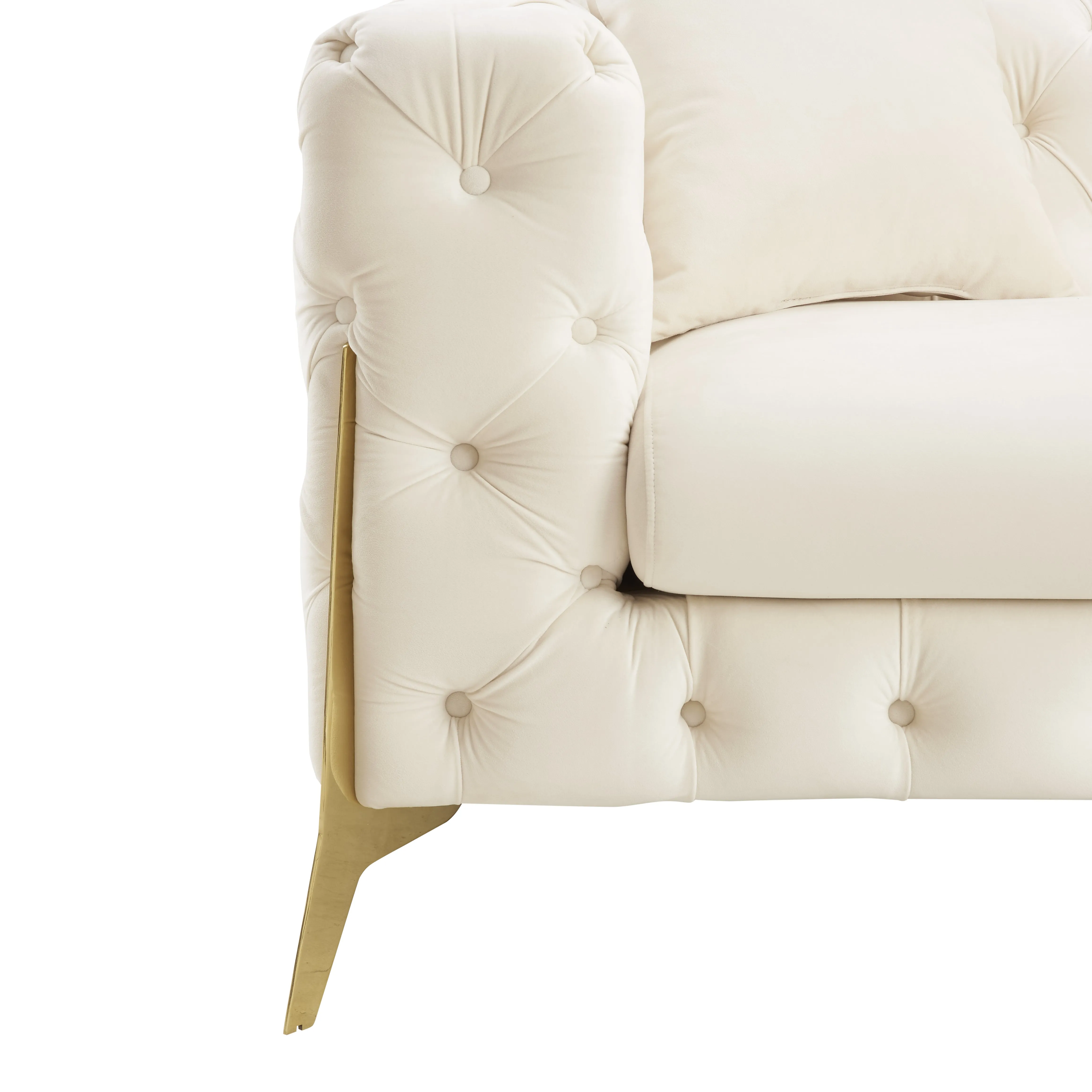 Jaguar Armchair Chesterfield Design Velvet, Cream Velvet