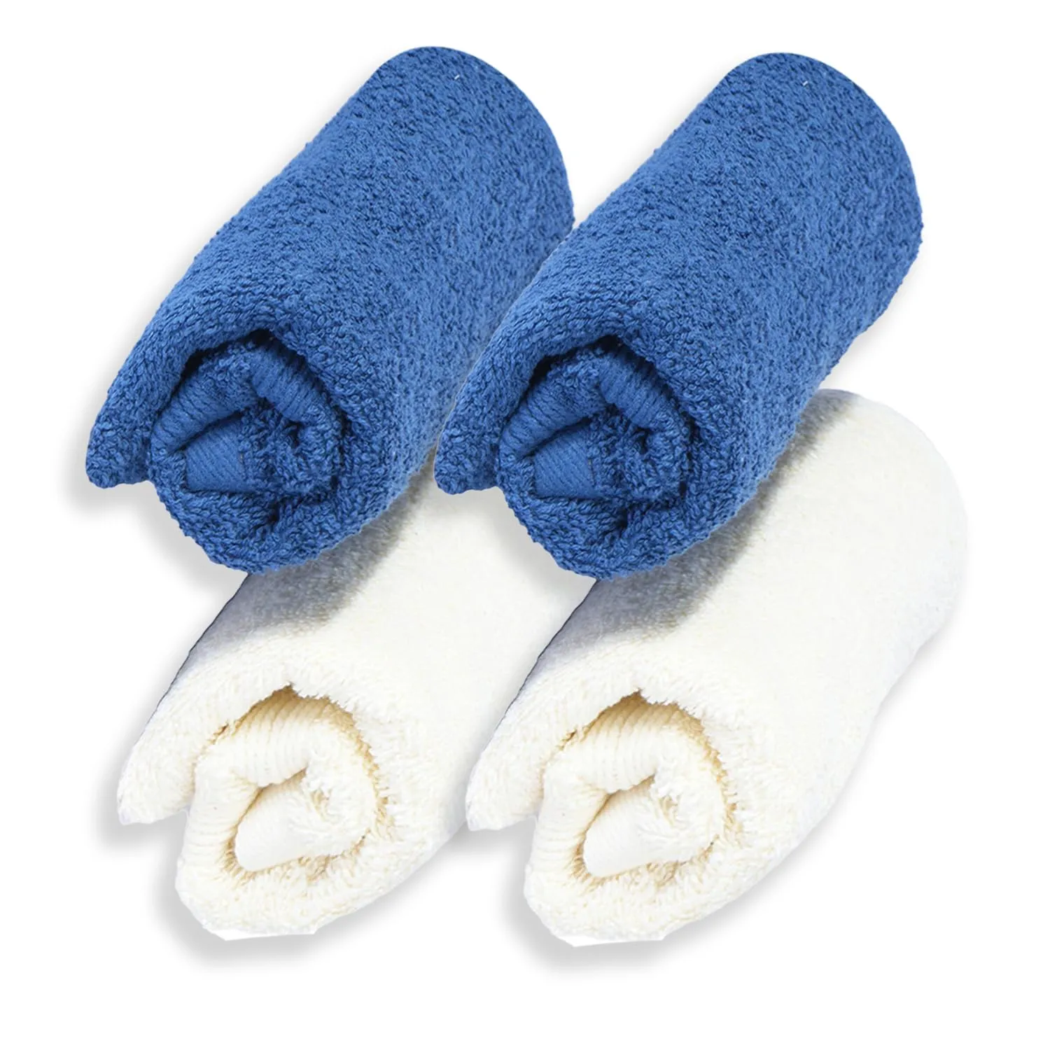 Kuber Industries 525 GSM Cotton Hand Towels |Super Soft, Quick Absorbent & Anti-Bacterial|Gym & Workout Towels|Pack of 4 (Blue & Ivory)