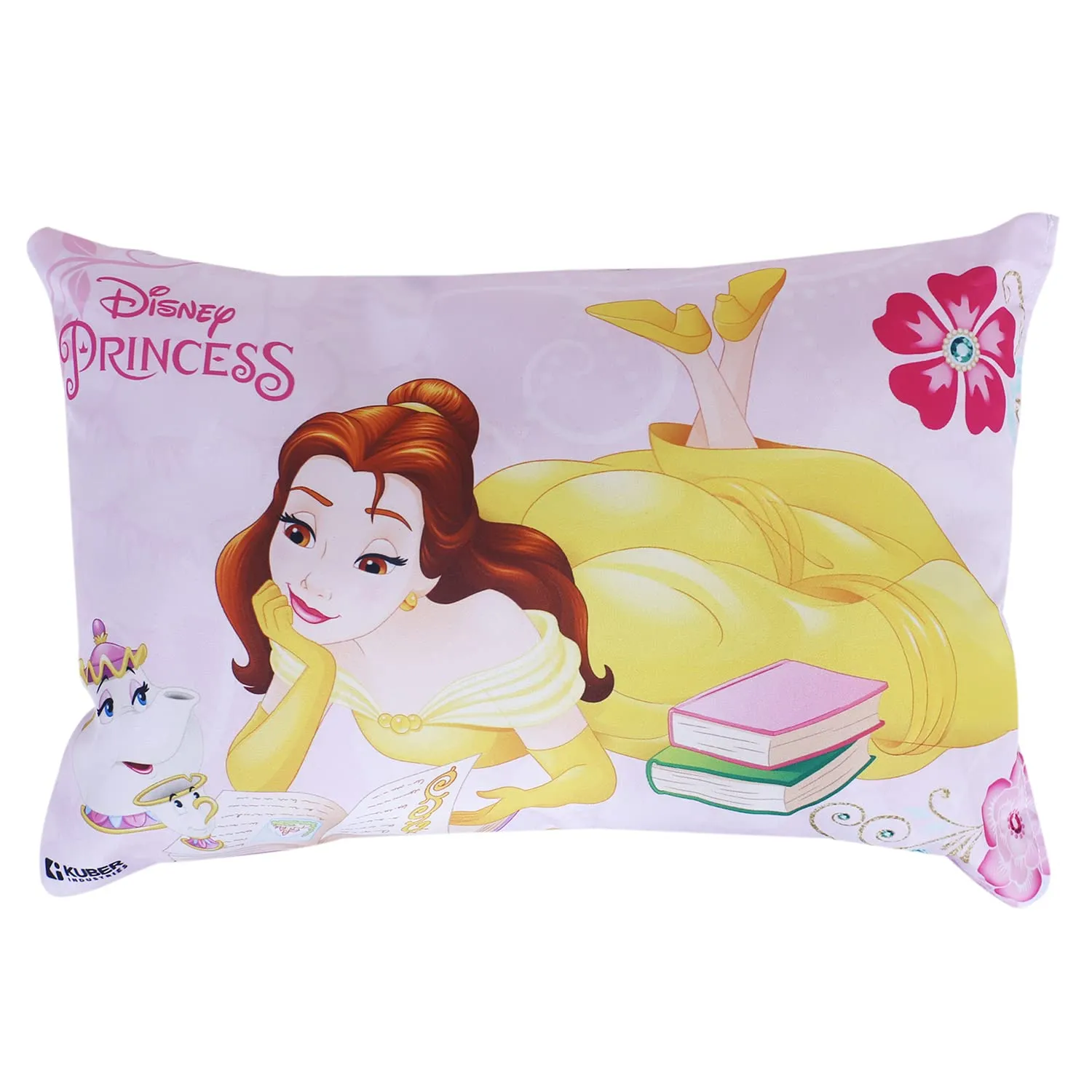 Kuber Industries Disney Princess Design Baby Pillow|Polyester Super Soft Kids Pillow for Sleeping & Travel,12 x 18 Inch,(Pink)