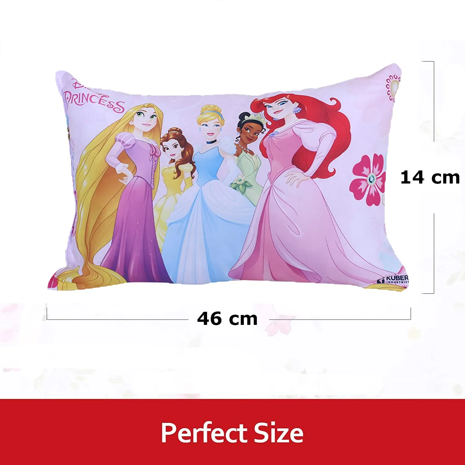 Kuber Industries Disney Princess Design Baby Pillow|Polyester Super Soft Kids Pillow for Sleeping & Travel,12 x 18 Inch,(Pink)