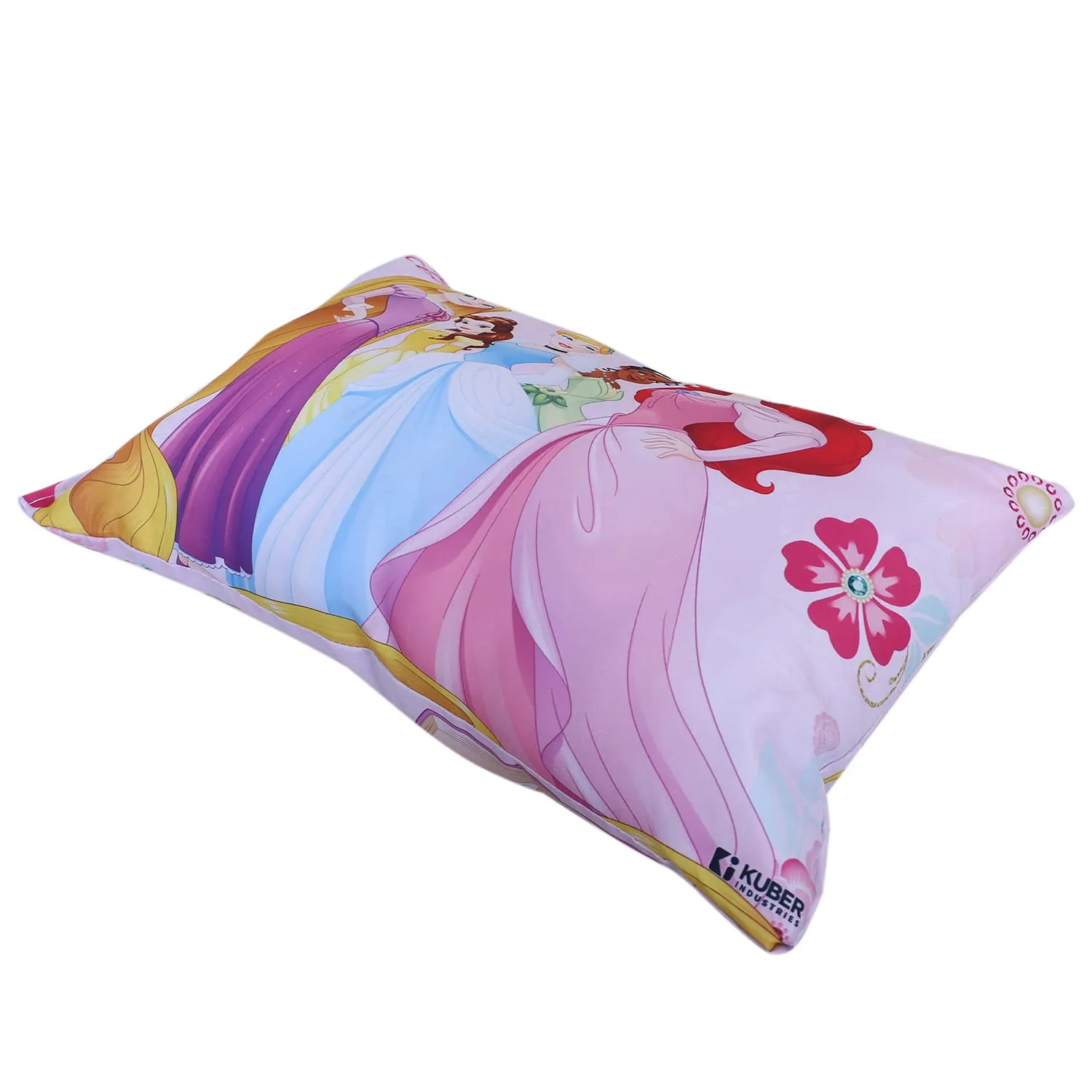 Kuber Industries Disney Princess Design Baby Pillow|Polyester Super Soft Kids Pillow for Sleeping & Travel,12 x 18 Inch,(Pink)