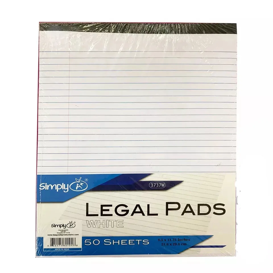 Legal Note Pads Writing Pads 8-1/2"X11-3/4" Wide Ruled White Paper (6 Pack)