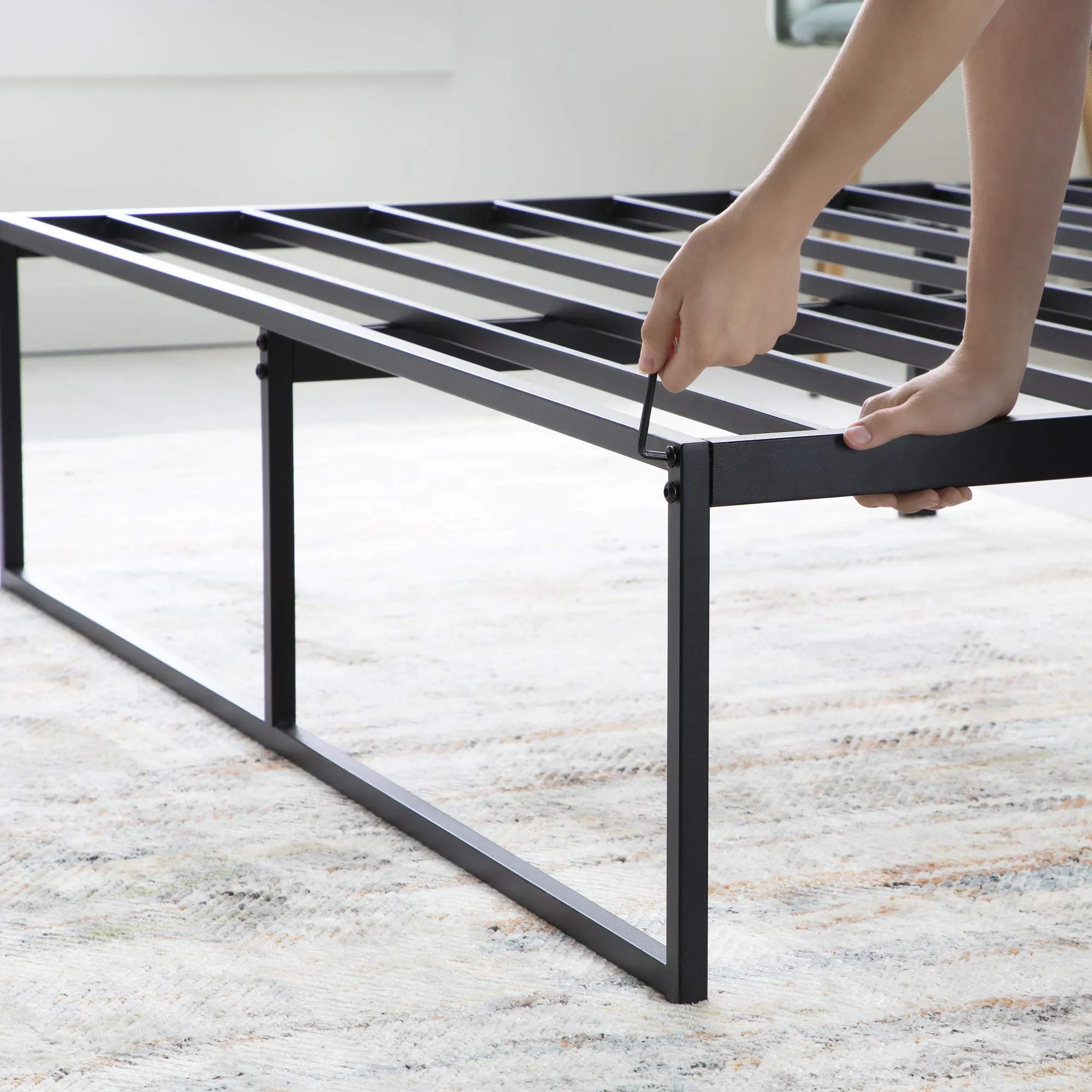 Linenspa Metal Platform Bed Frame - Under Bed Storage Space - No Box Spring Needed - 14" High - Modern Contemporary - Sturdy Steel - Light Weight - Easy Assembly - Tool Included - Full Size