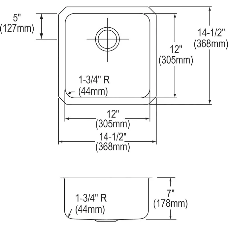 Lustertone Classic 14.5" x 14.5" x 7" Stainless Steel Single-Basin Undermount Kitchen Sink