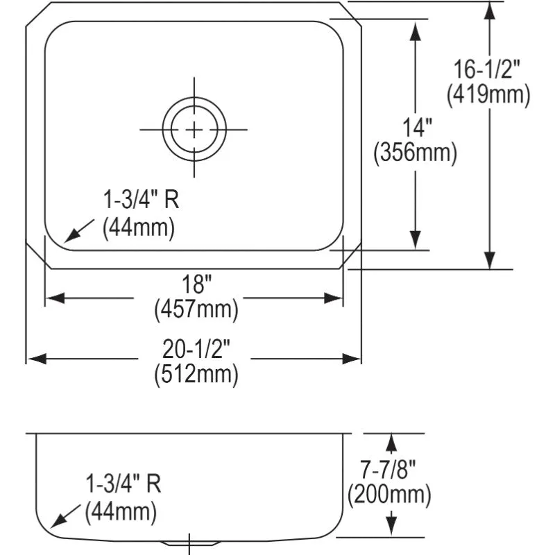 Lustertone Classic 16.5" x 20.5" x 7.88" Stainless Steel Single-Basin Undermount Kitchen Sink