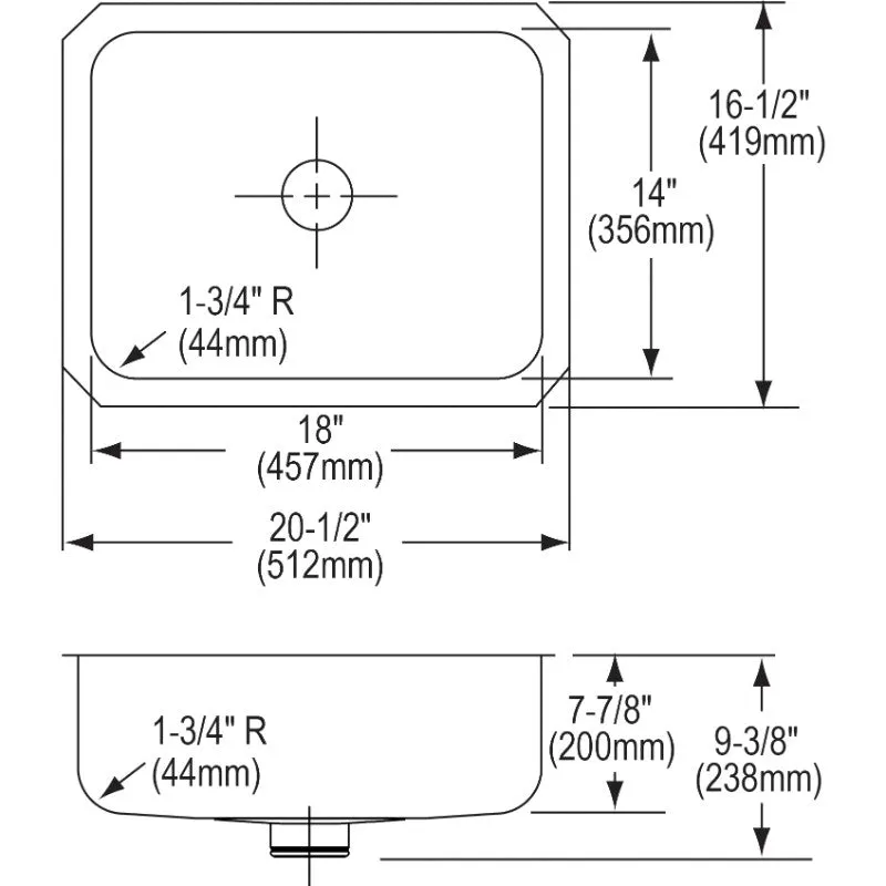 Lustertone Classic 16.5" x 20.5" x 9.38" Stainless Steel Single-Basin Undermount Kitchen Sink