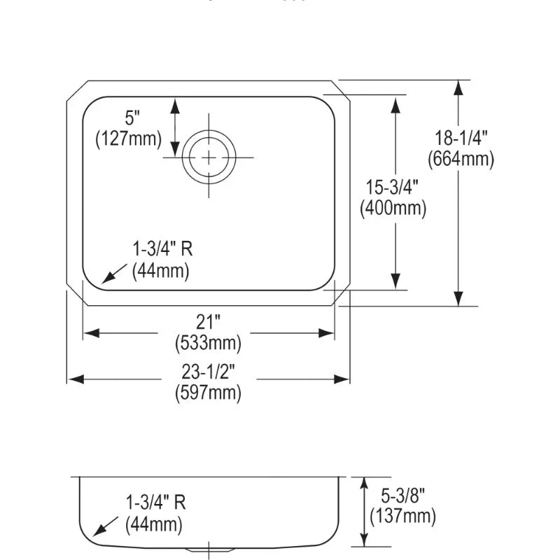 Lustertone Classic 18.25" x 23.5" x 5.38" Stainless Steel Single-Basin Undermount Kitchen Sink