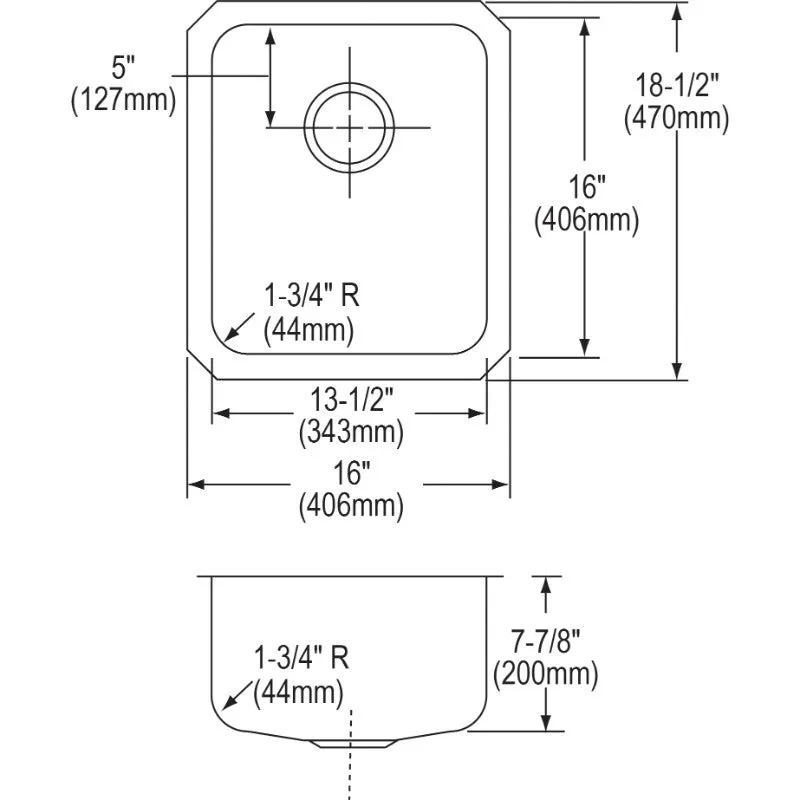 Lustertone Classic 18.5" x 16" x 7.88" Stainless Steel Single-Basin Undermount Kitchen Sink