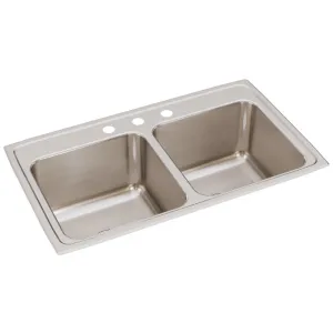 Lustertone Classic 19.5" x 33" x 10.13" Stainless Steel Double-Basin Drop-In Kitchen Sink