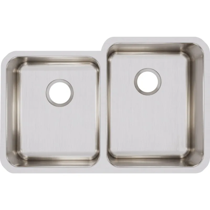 Lustertone Classic 20.5" x 31.25" x 9.88" Stainless Steel 40/60 Double-Basin Undermount Kitchen Sink