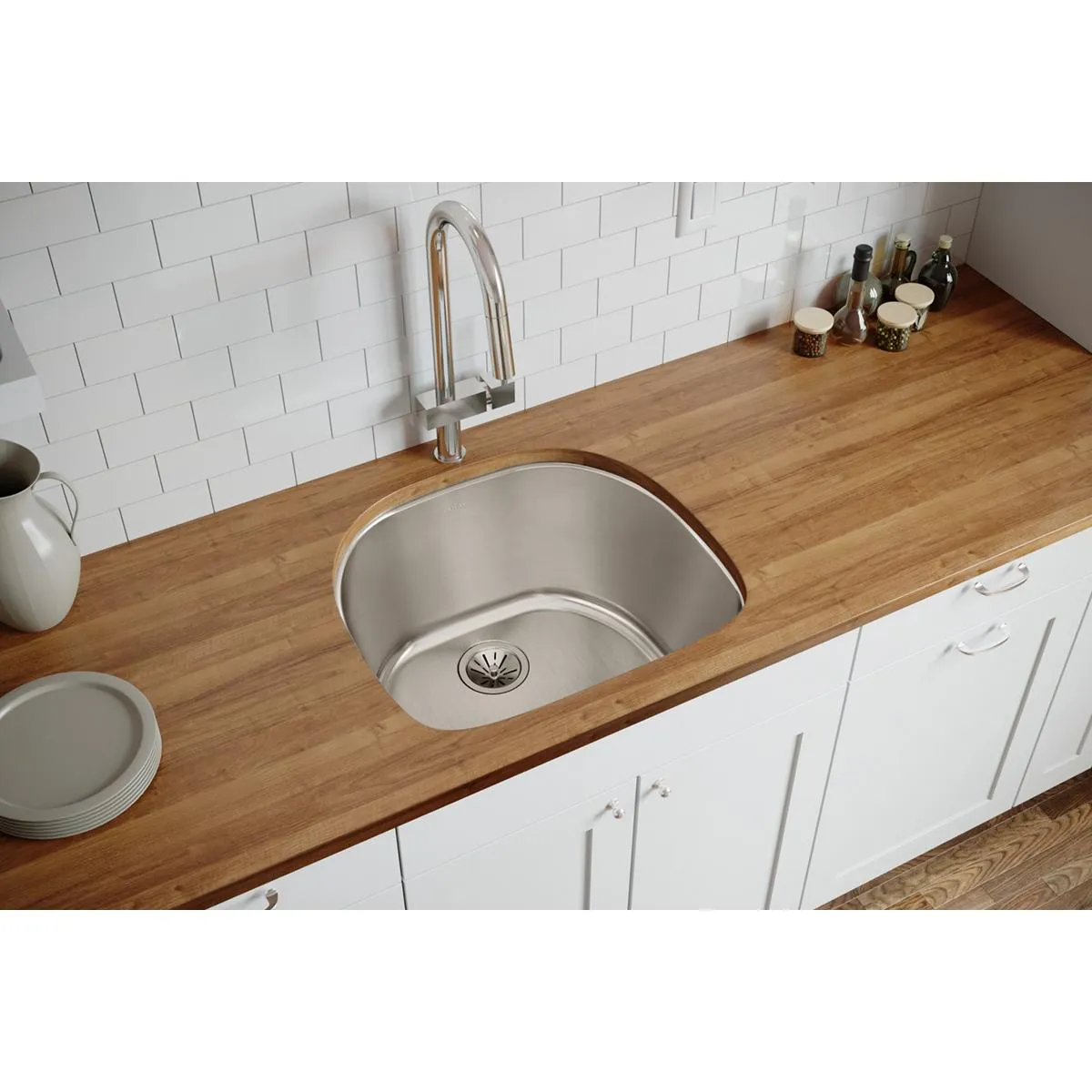 Lustertone Classic 23.63" x 21.25" x 10" Single-Basin Undermount Kitchen Sink in Lustrous Satin