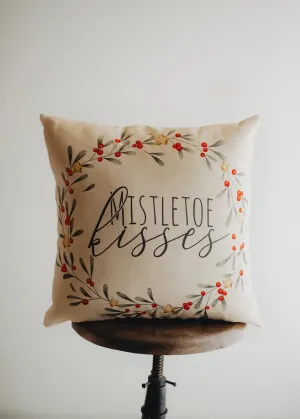 Mistletoe Kisses Wreath | Throw Pillow Cover | Best Friend Christmas Gift | Rustic Farmhouse Decor | Farmhouse Decor | Decorative Pillows for Couch