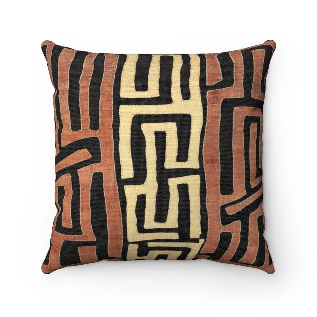 Mudcloth, Kuba Cloth African Tribal Pillow | Vintage Ethnic Afrocentric | Abstract Mali Throw Pillow