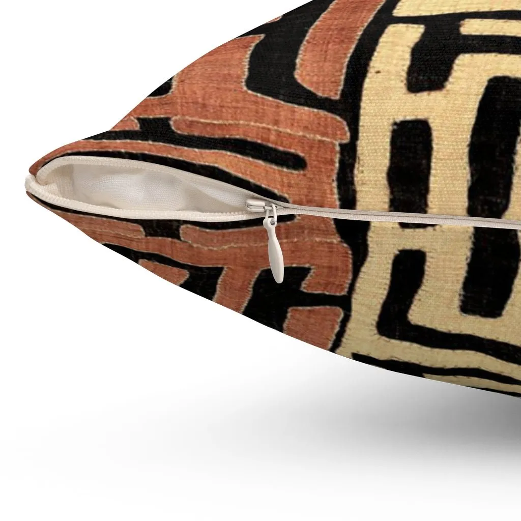 Mudcloth, Kuba Cloth African Tribal Pillow | Vintage Ethnic Afrocentric | Abstract Mali Throw Pillow