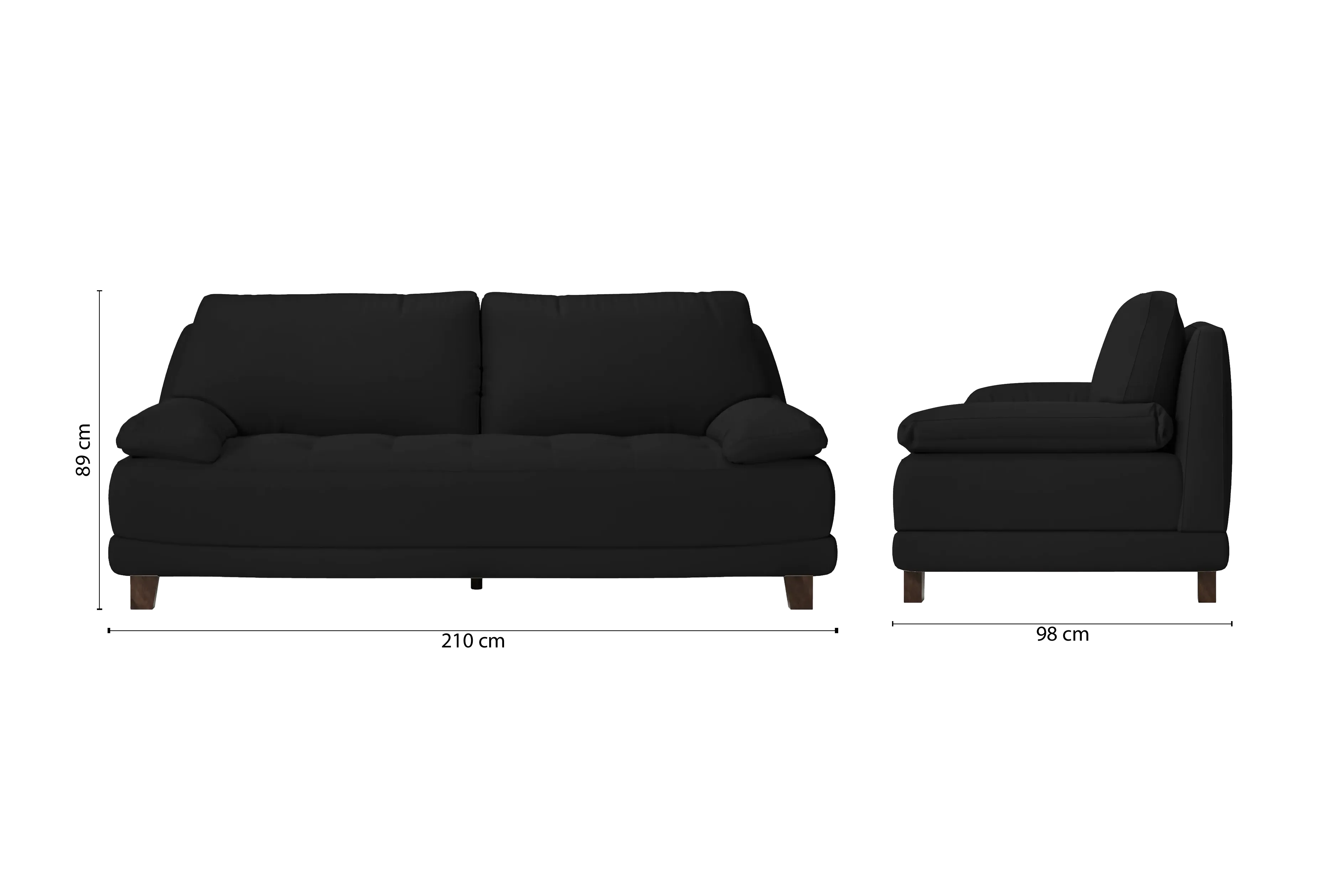 Novara 3 Seater Sofa Black Leather