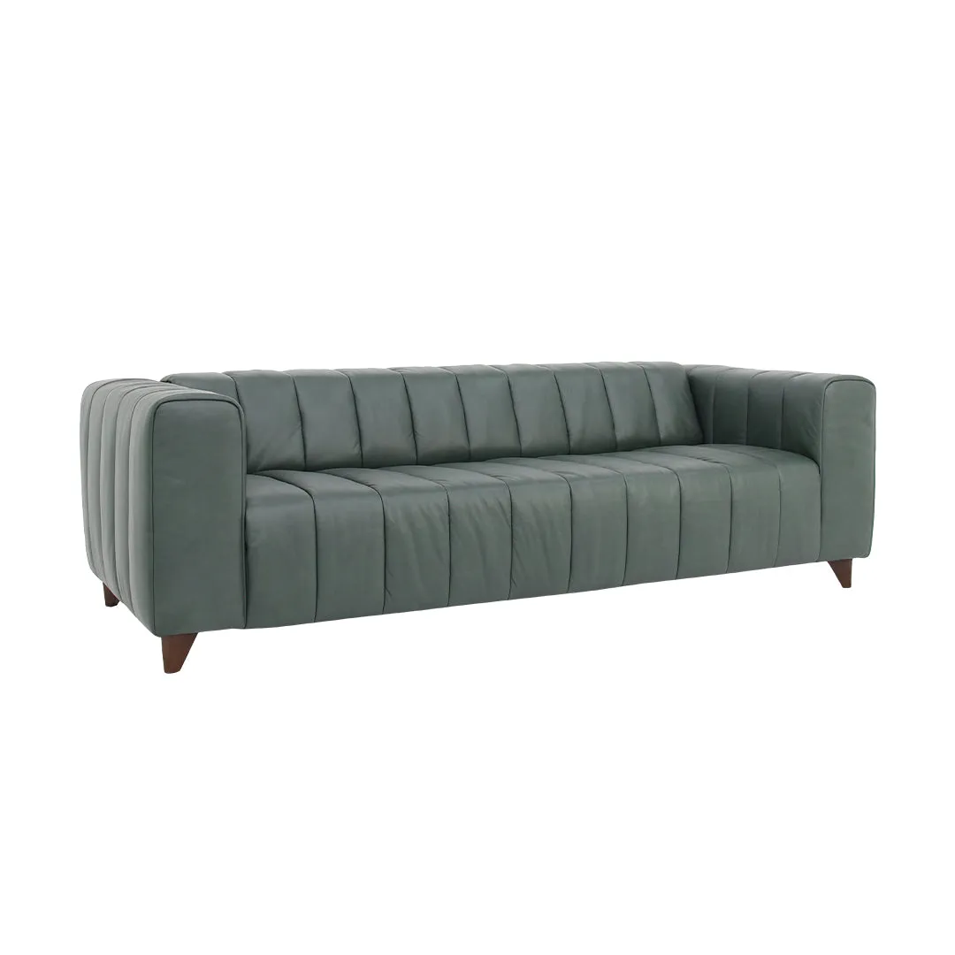 Octavia Top Grain Leather Sofa Green