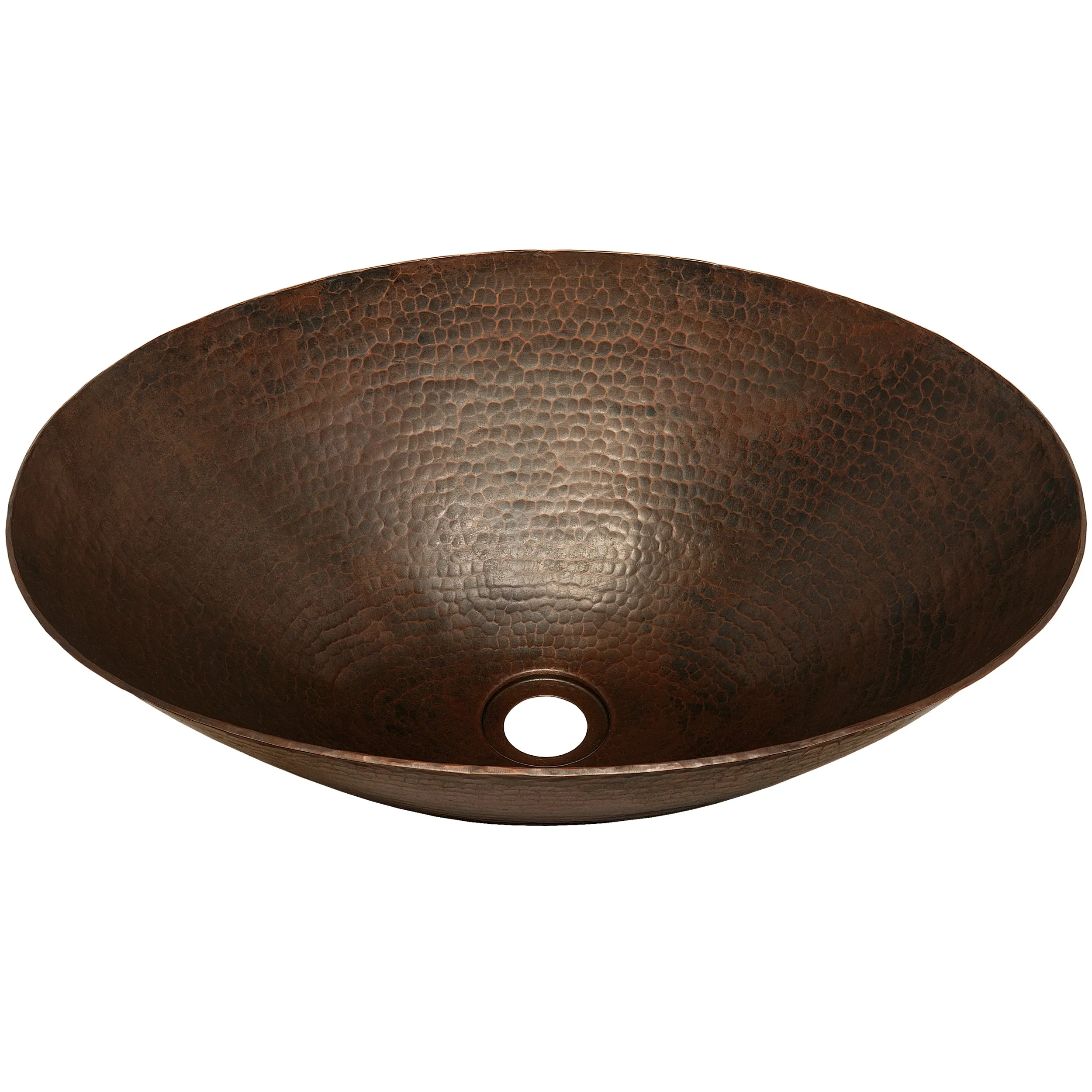 Oval Hammered Copper Vessel Bath Sink in Antique TCV-003AN