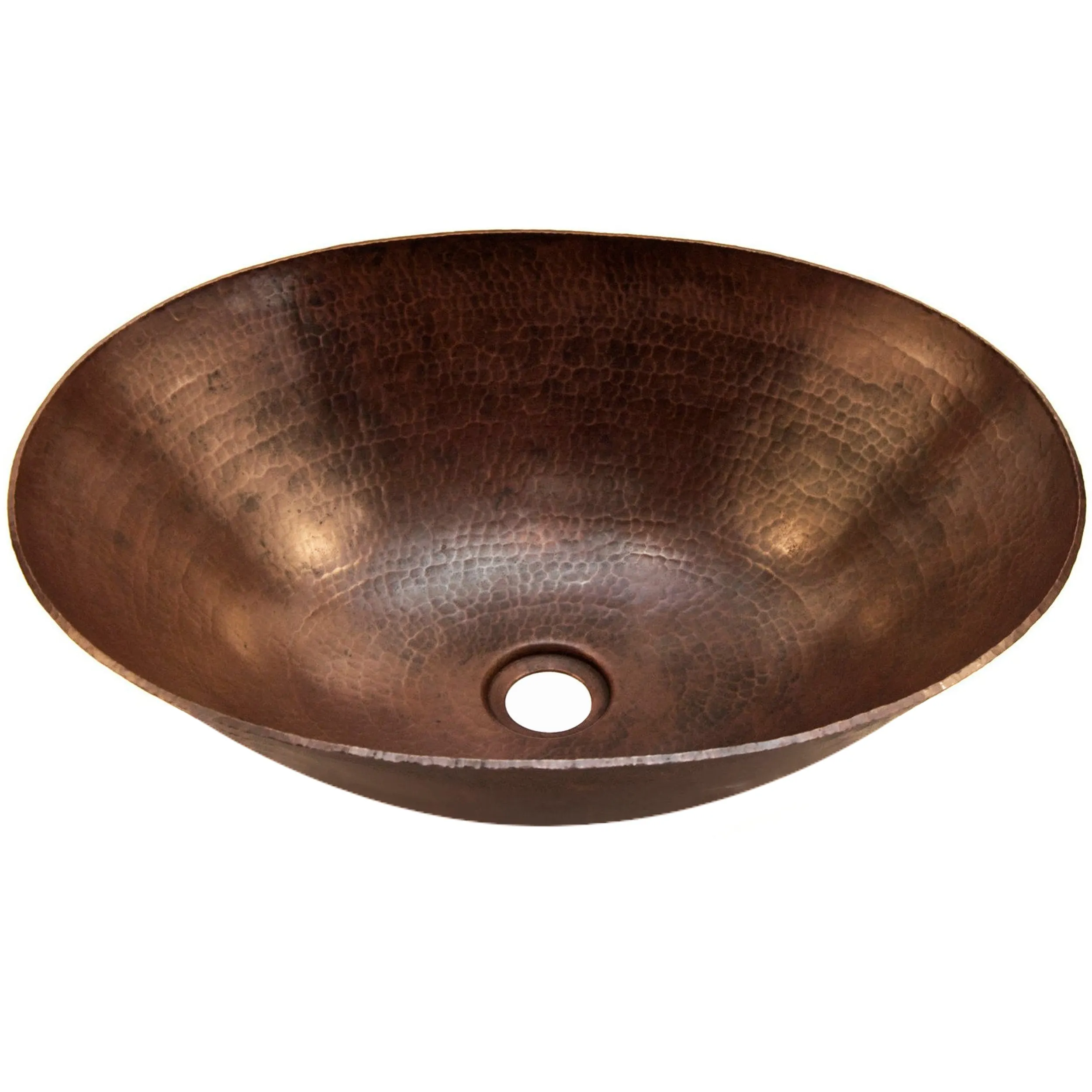 Oval Hammered Copper Vessel Bath Sink in Antique TCV-003AN