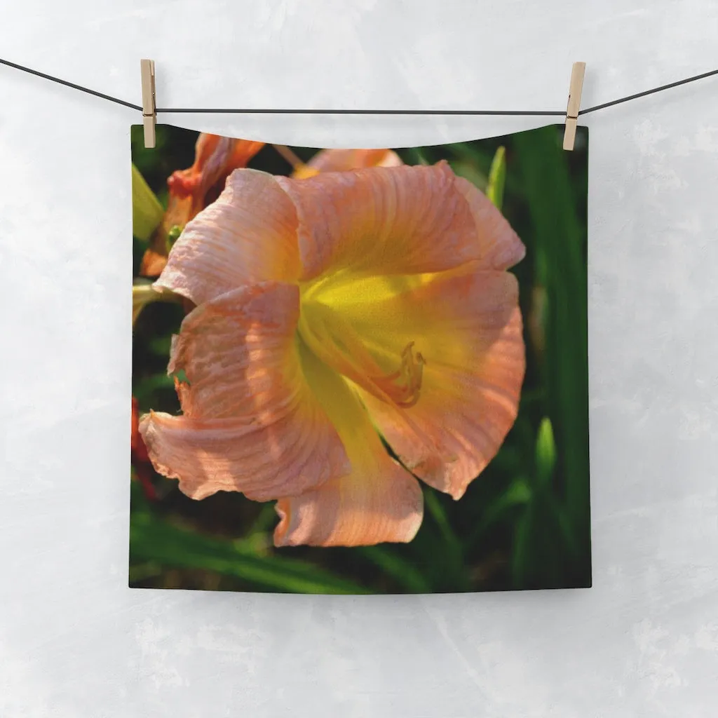 Peach and Yellow Flower Face Towel