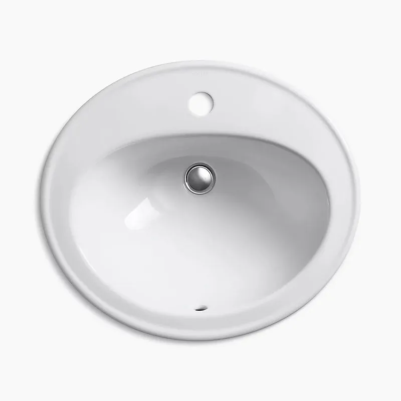 Pennington 17.5" x 20.25" x 8.5" Vitreous China Drop-In Bathroom Sink in White - 1 Faucet Hole