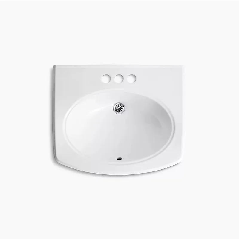 Pinoir 18" x 22" x 17.5" Vitreous China Wall Mount Bathroom Sink in White - Centerset Faucet Holes