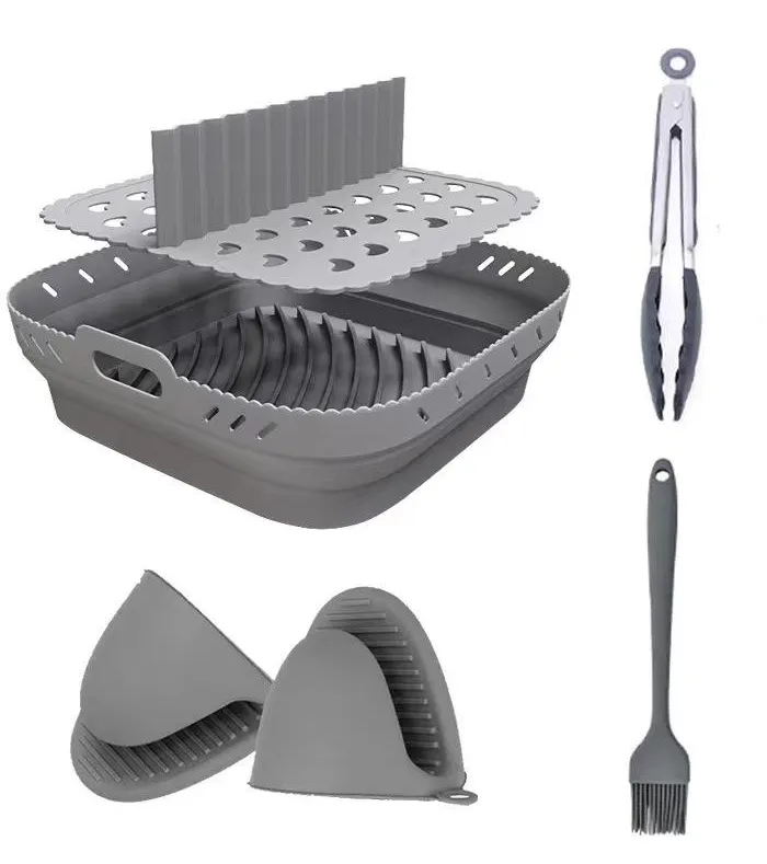 Premium Ultra Thick Silicone Air Fryer Liner With Divider and Utensils