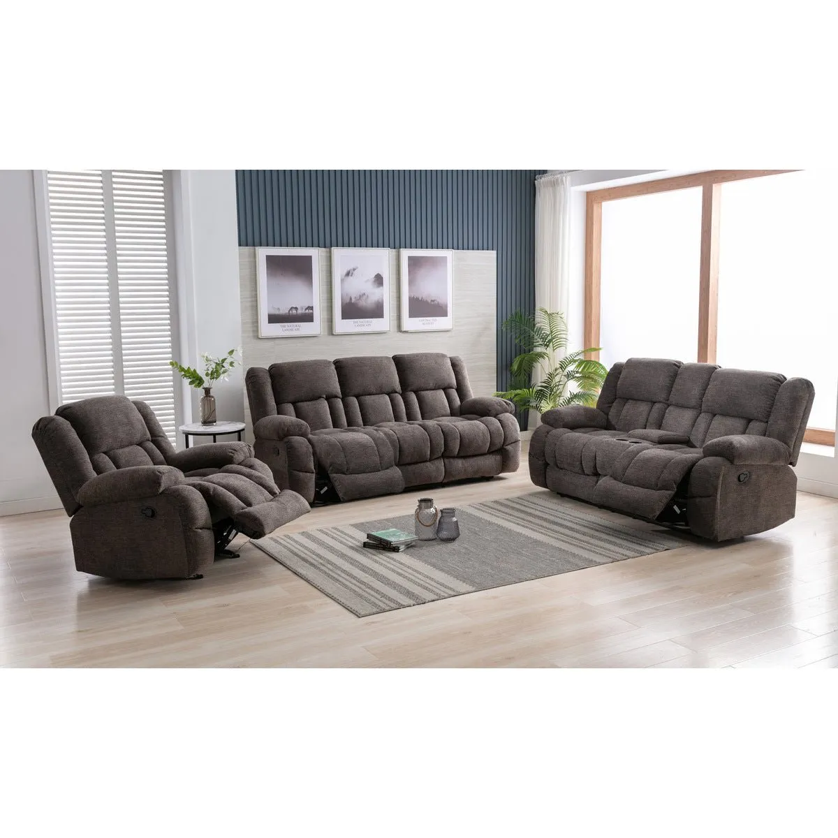 Presley Collection Grey Reclining Sofa