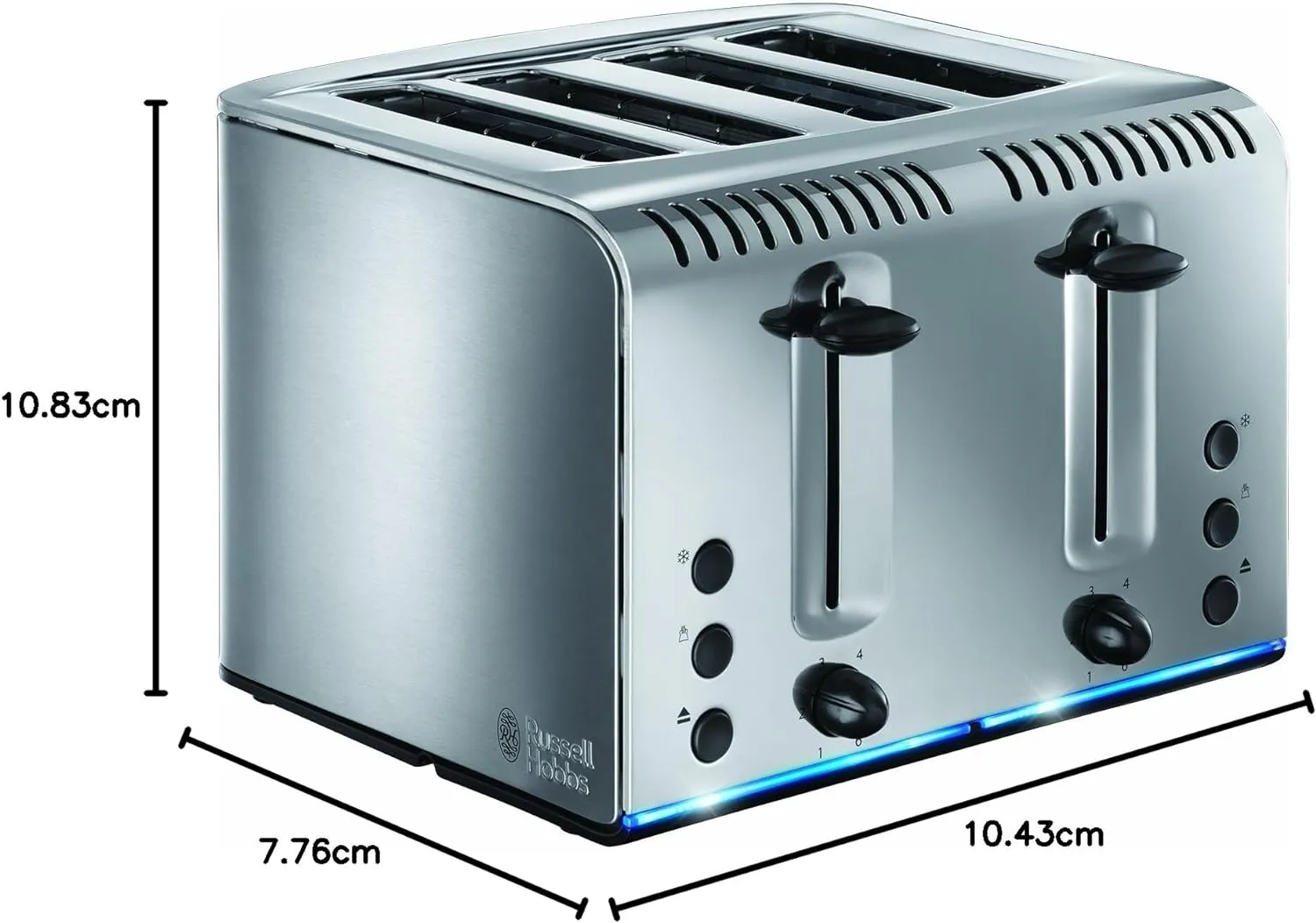 Russell Hobbs Buckingham 4-Slice Toaster, Polished, 2100 W, Stainless Steel