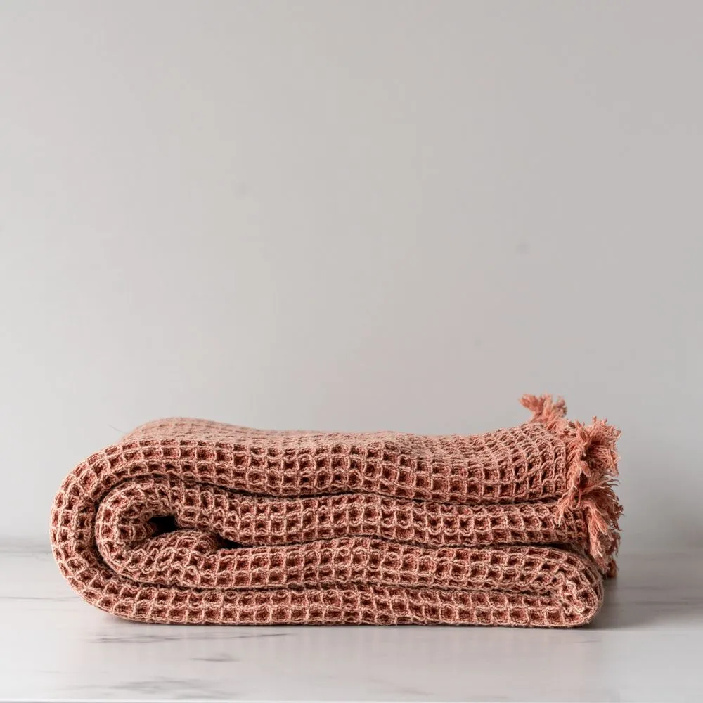 Rust Waffle Throw Blanket