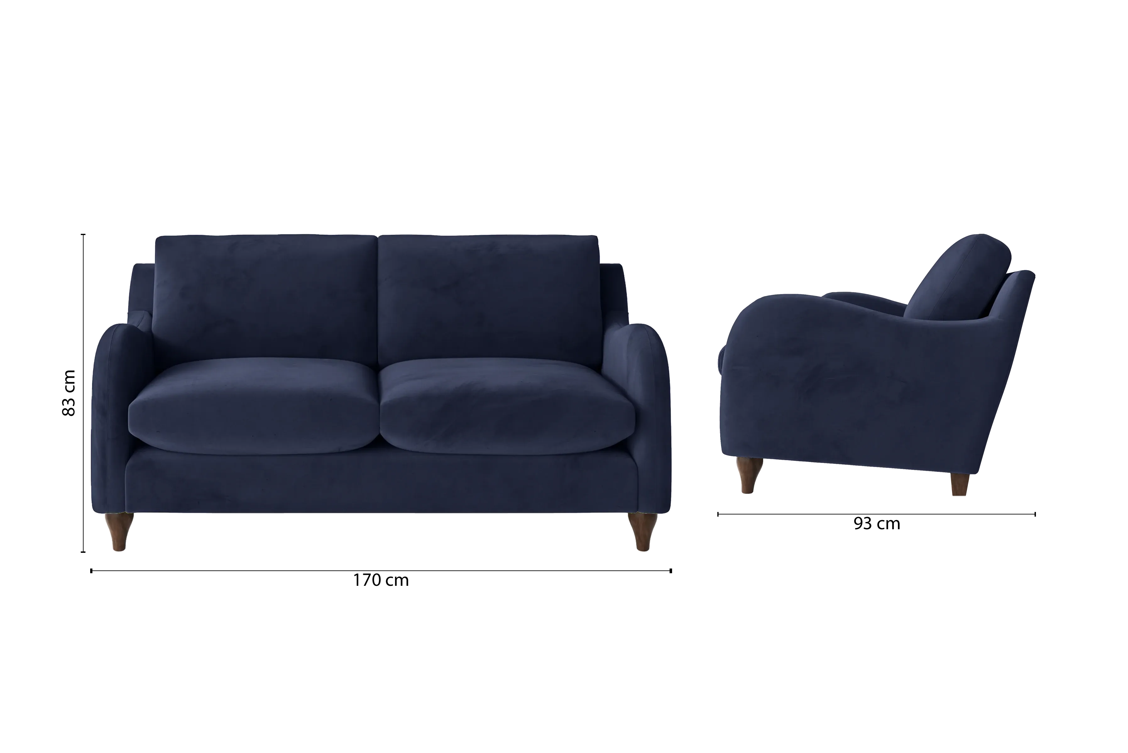 Sallisaw 2 Seater Sofa Dark Blue Velvet