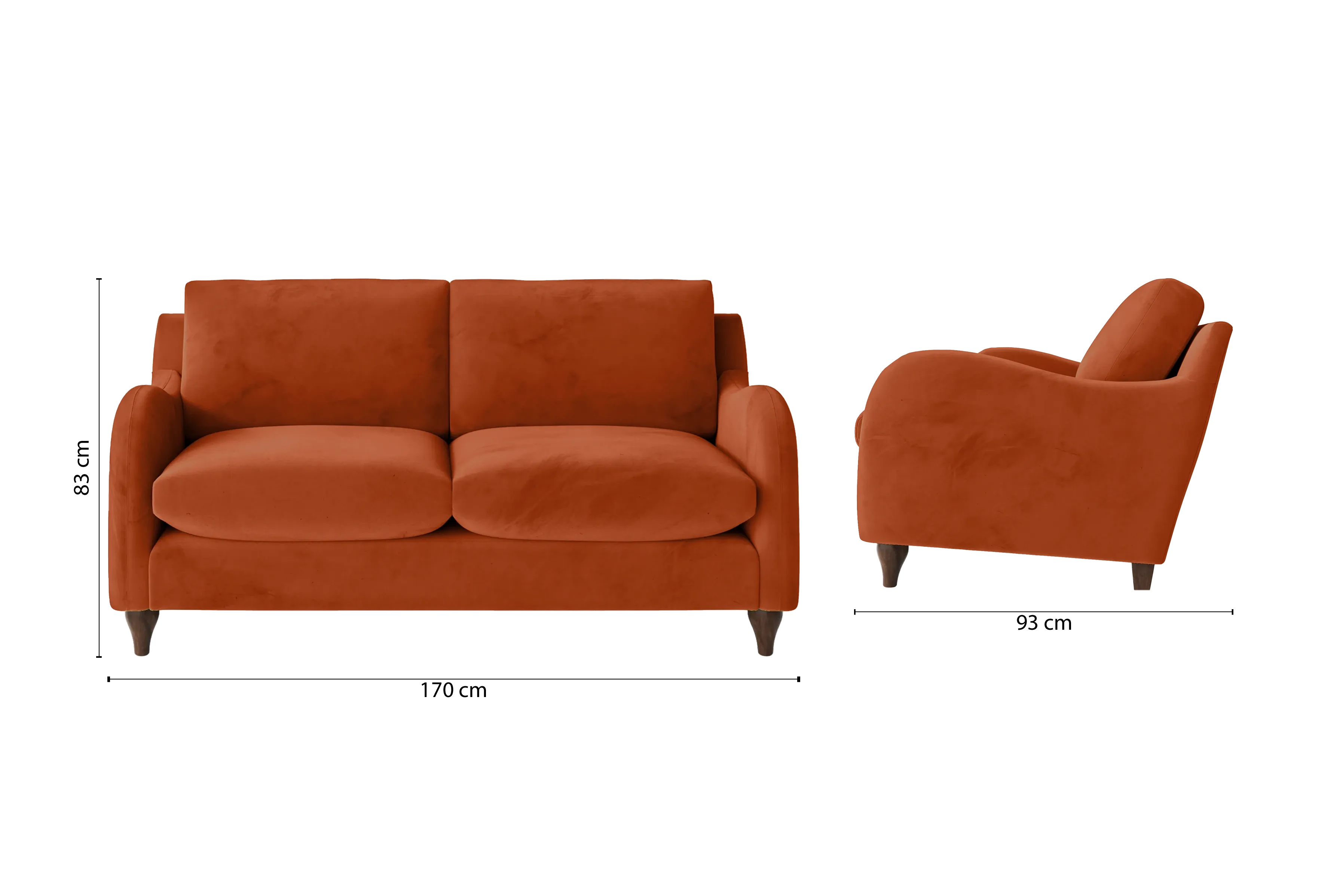 Sallisaw 2 Seater Sofa Orange Velvet