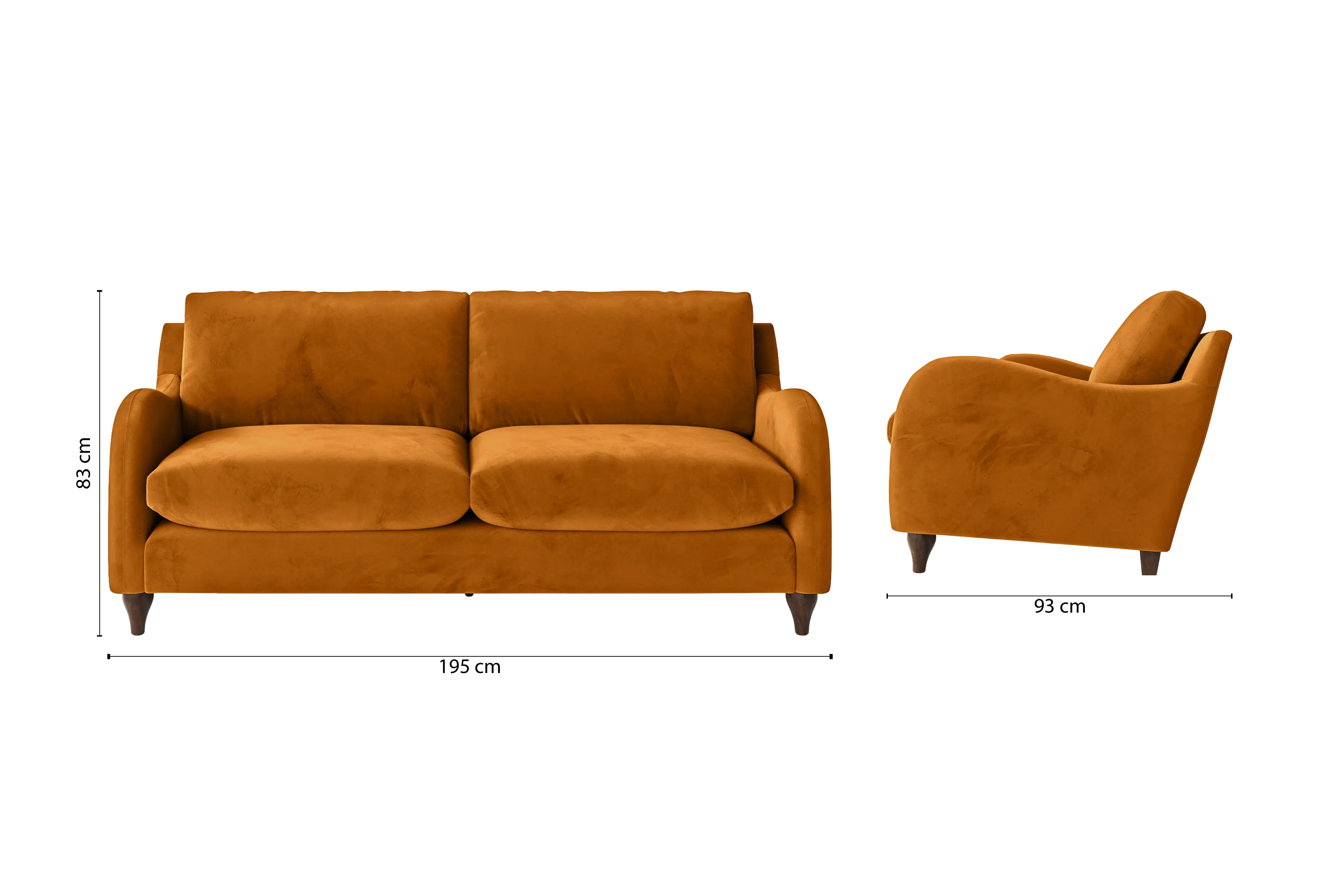 Sallisaw 3 Seater Sofa Gold Velvet