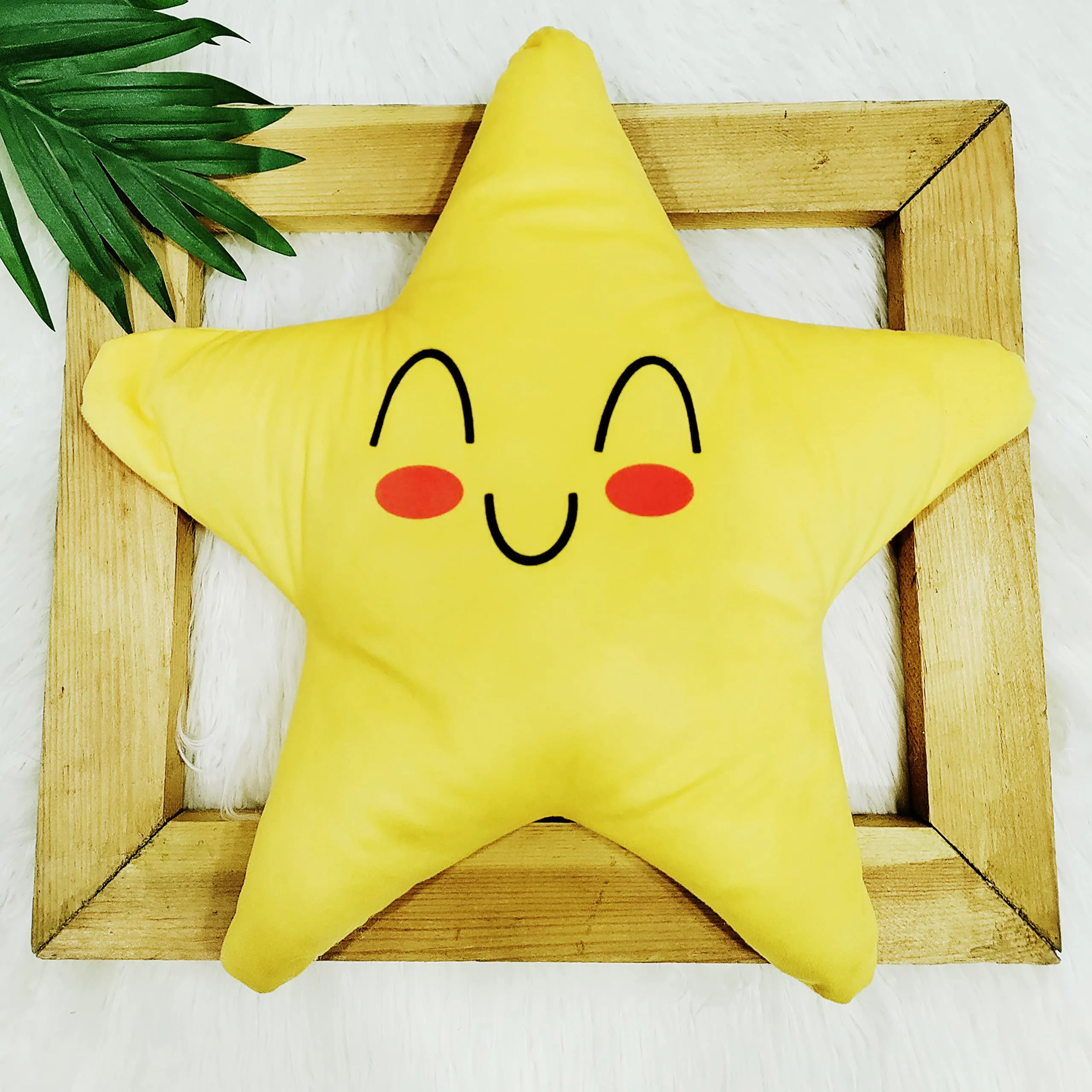 STITCHNEST Star Shaped Printed Decorative Velvet Soft Pillow