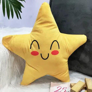 STITCHNEST Star Shaped Printed Decorative Velvet Soft Pillow