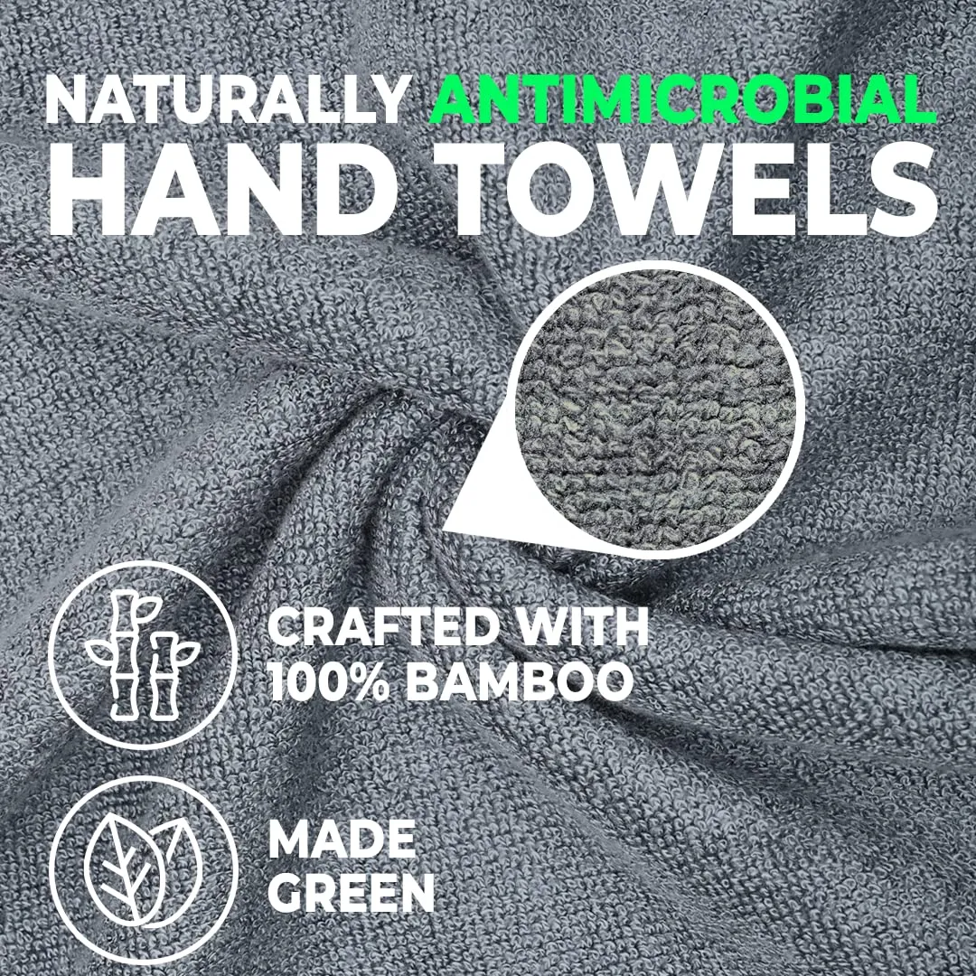 The Better Home 600GSM 100% Bamboo Hand Towel | Anti Odour & Anti Bacterial Bamboo Towel | Ultra Absorbent & Quick Drying Hand & Face Towel for Men & Women (Pack of 3, Grey)