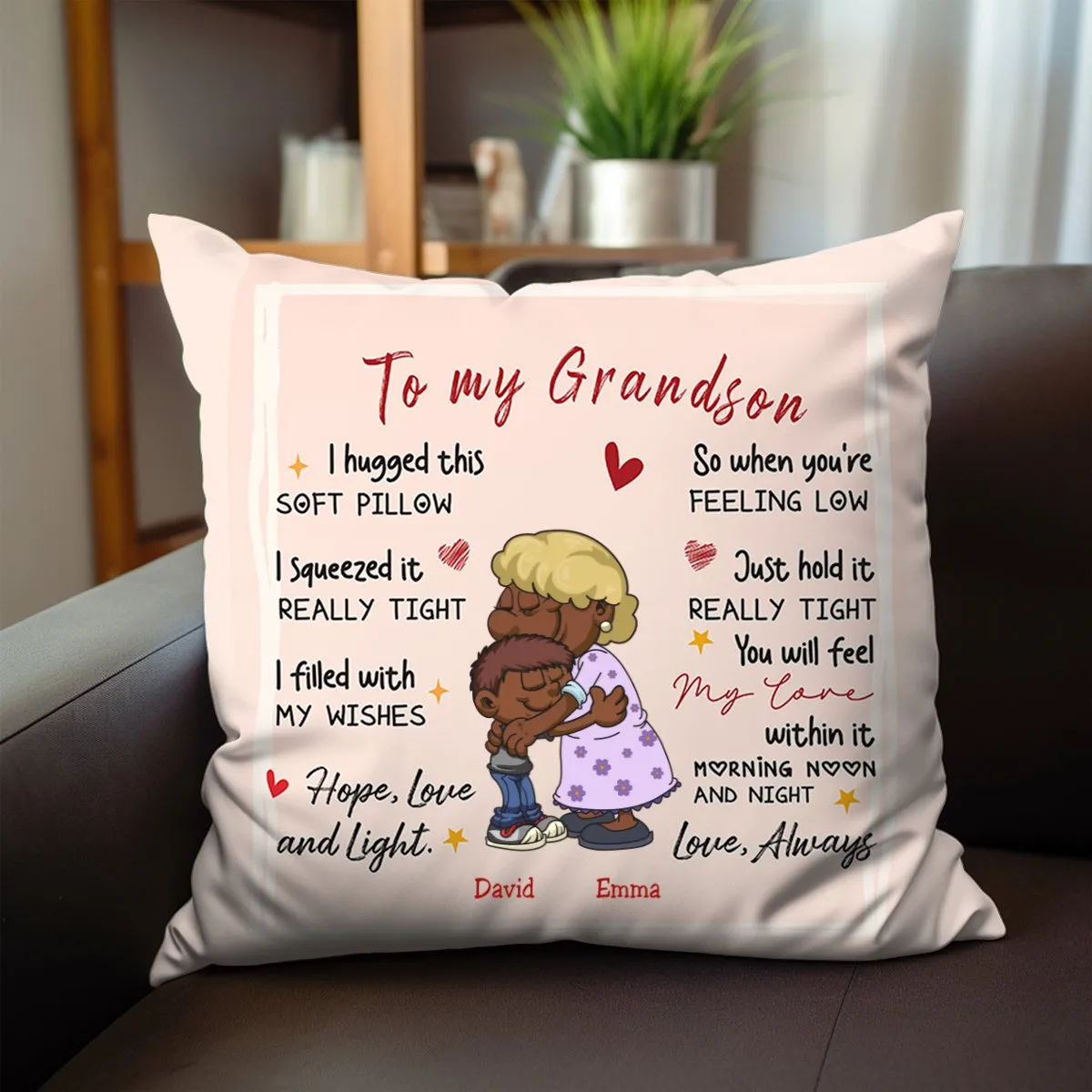 To My Grandson I Hugged This Soft Pillow - Personalized Pillow