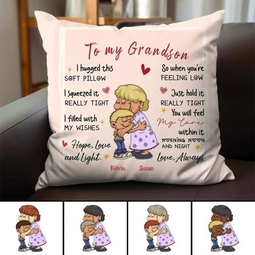 To My Grandson I Hugged This Soft Pillow - Personalized Pillow