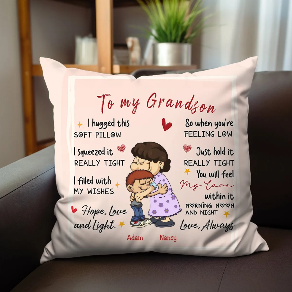 To My Grandson I Hugged This Soft Pillow - Personalized Pillow