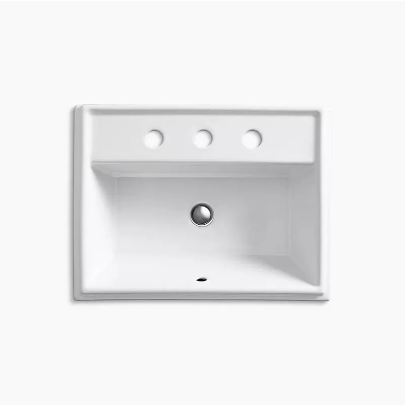 Tresham Rectangle 16.56" x 21.81" x 8.06" Vitreous China Drop-In Bathroom Sink in White - Widespread Faucet Holes