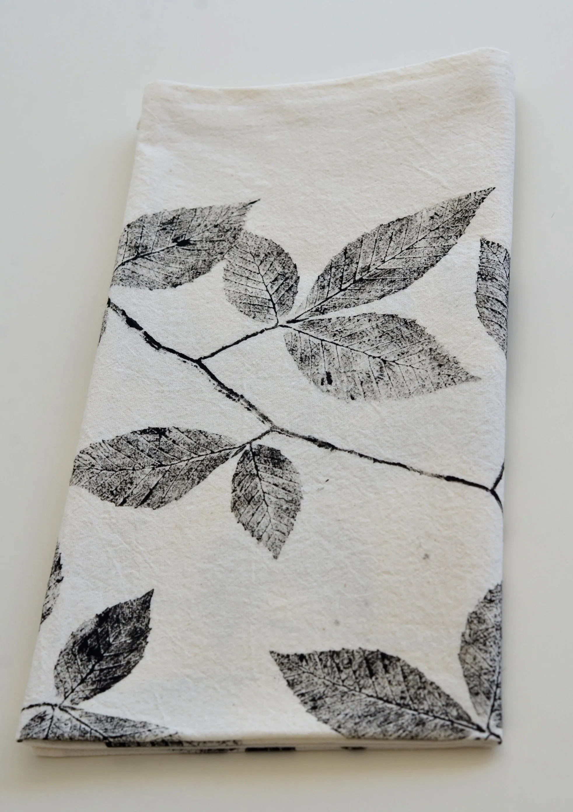 Unbleached 100% Cotton Freebush Leaf Tea Towel in Natural