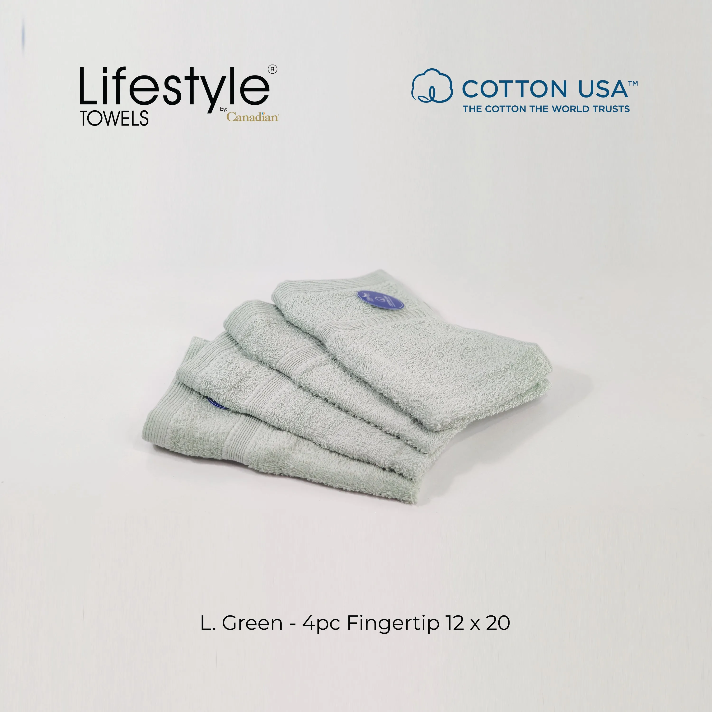 USA COTTON TOWEL  4pc. Face Towel 12'x12' Lifestyle by Canadian 1111