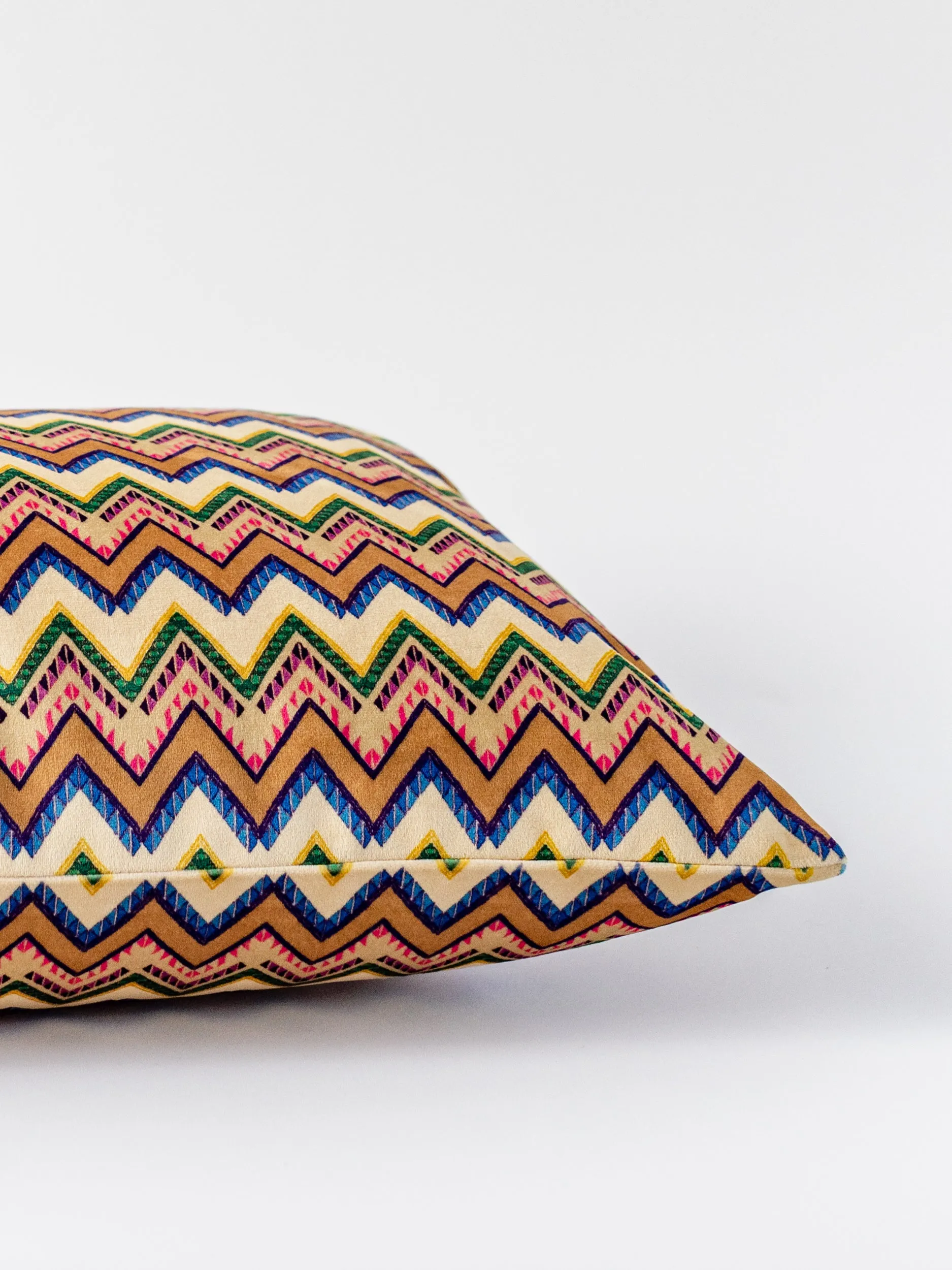 Velvet Eclectic Chevron Lumbar Pillow Cover