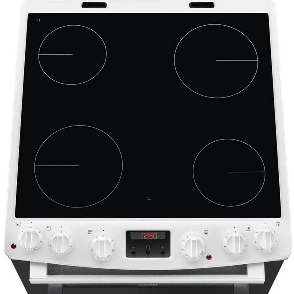 Zanussi ZCV66078WA 60cm Electric Double Oven with Ceramic Hob  White