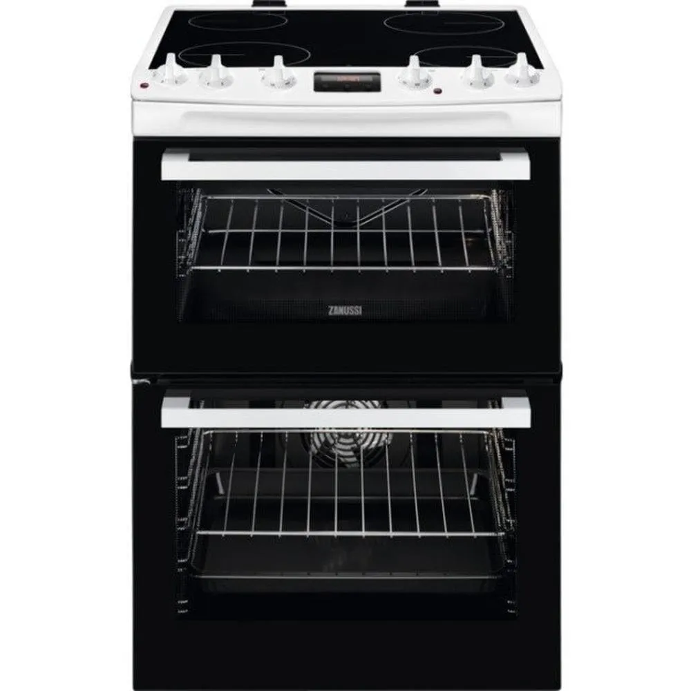 Zanussi ZCV66078WA 60cm Electric Double Oven with Ceramic Hob  White