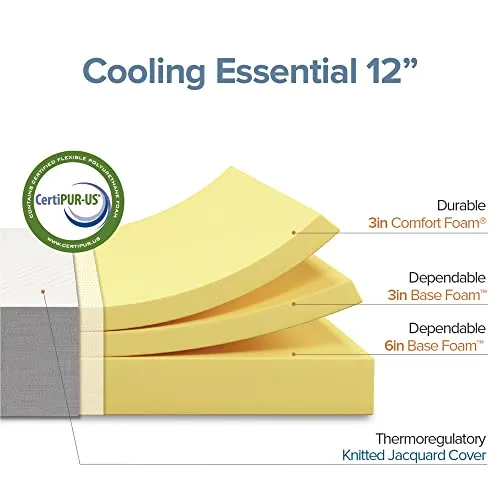 Zinus 12 Inch Cooling Essential Foam Mattress/Affordable Mattress/Bed-in-a-Box/CertiPUR-US Certified, Twin